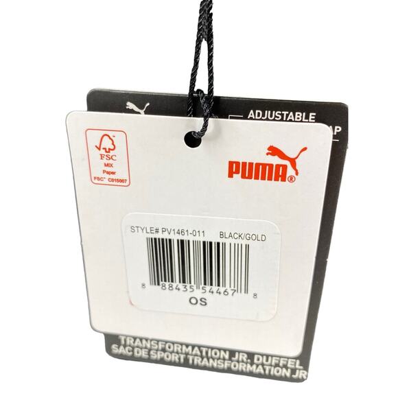 NEW PUMA Unisex Child Evercat Transformation Sports Duffel Bag Black Gold - Picture 8 of 16